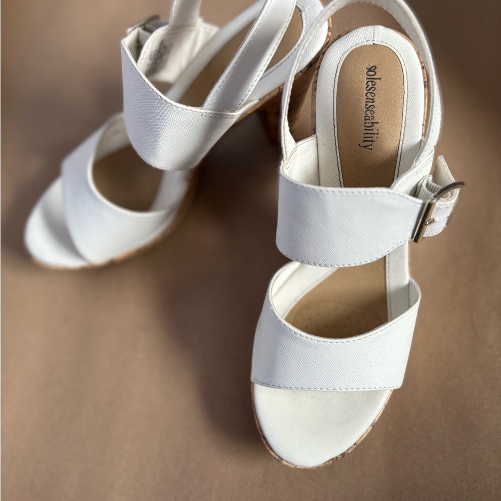 White Wedge Sandals by